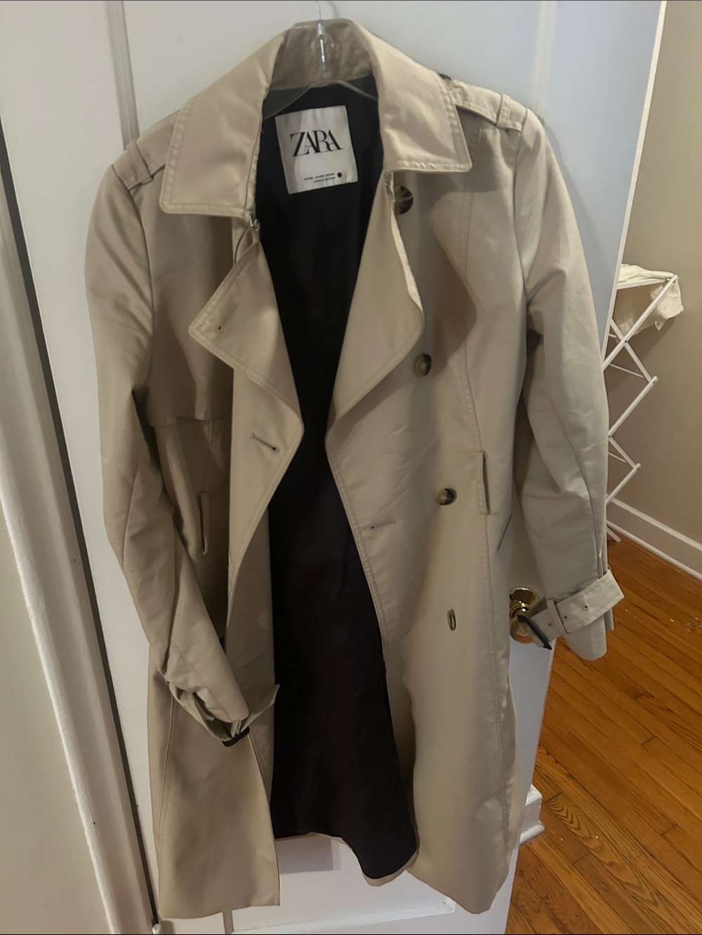 ZARA Beige Double-Breasted Trench Coat